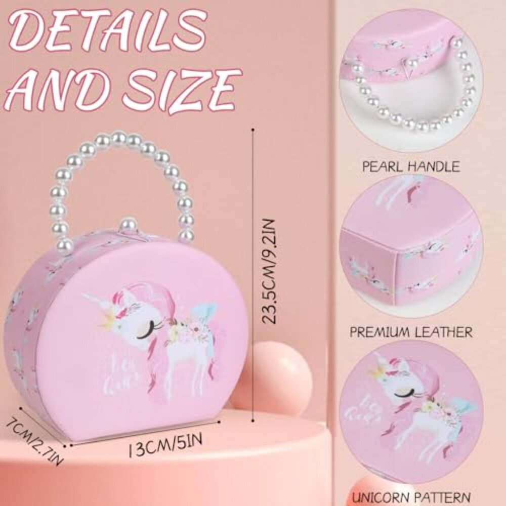 Girls Pink Princess Jewelry Box with Hair Accessories Mirror Organizer - Picture 6 of 7
